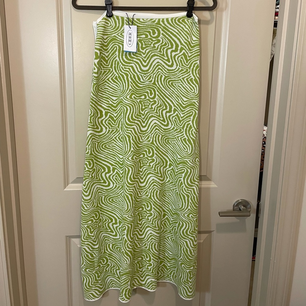 Cider psychedelic knit midi skirt